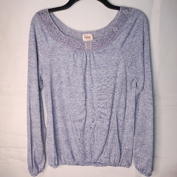 Merona Womens Blouse Lace Scoop Neck Elastic Hem - Picture 1 of 5